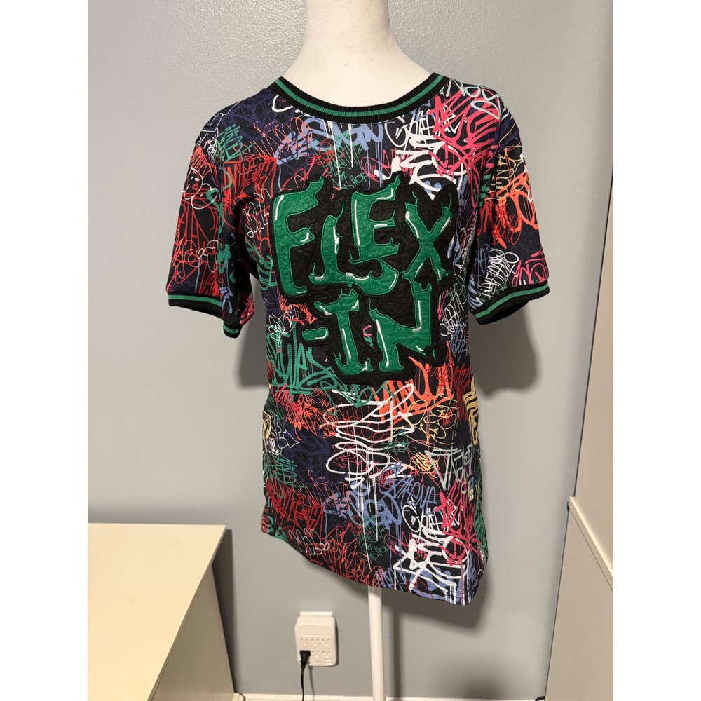 Demolition Kids XL 18 Graffiti Flex-In Mesh Jersey Shirt Multicolor Streetwear - Picture 2 of 7